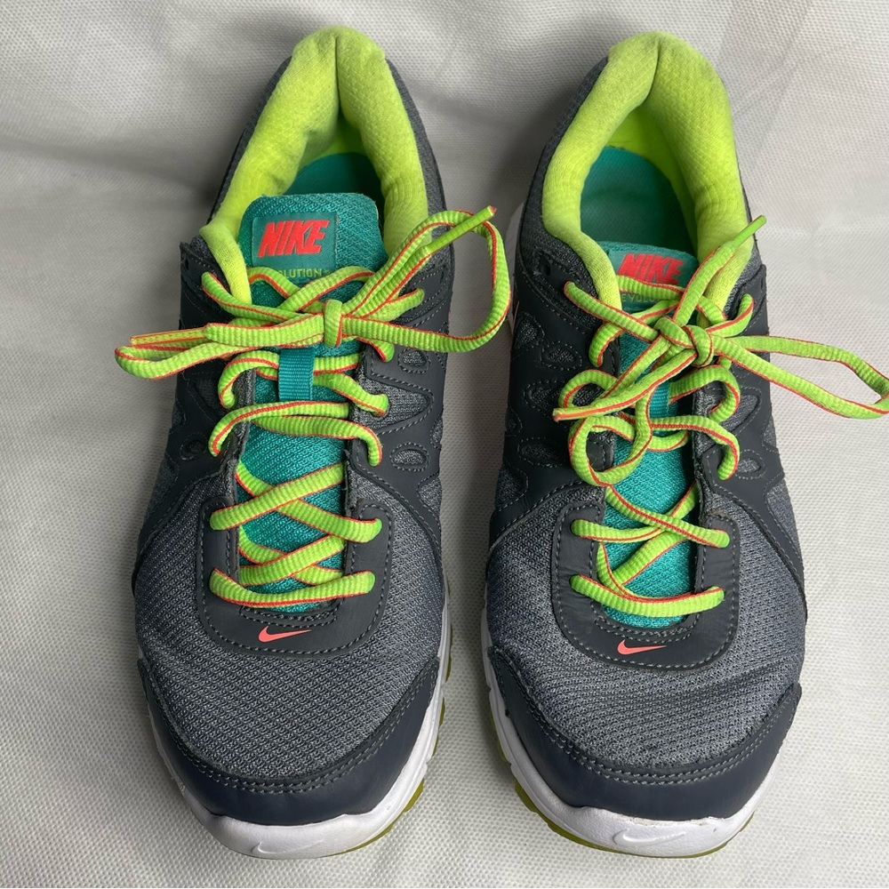 Nike Revolution 2 Running Shoes Womens US Size 9.5 EU 41 Grey Hyper Punch Neon - Picture 2 of 13